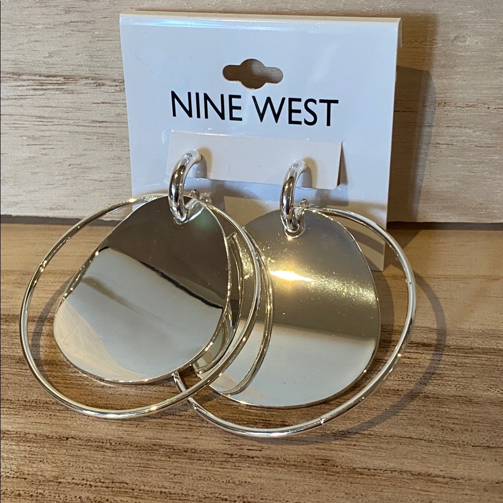 Nine West Shiny Silver Statement Earrings